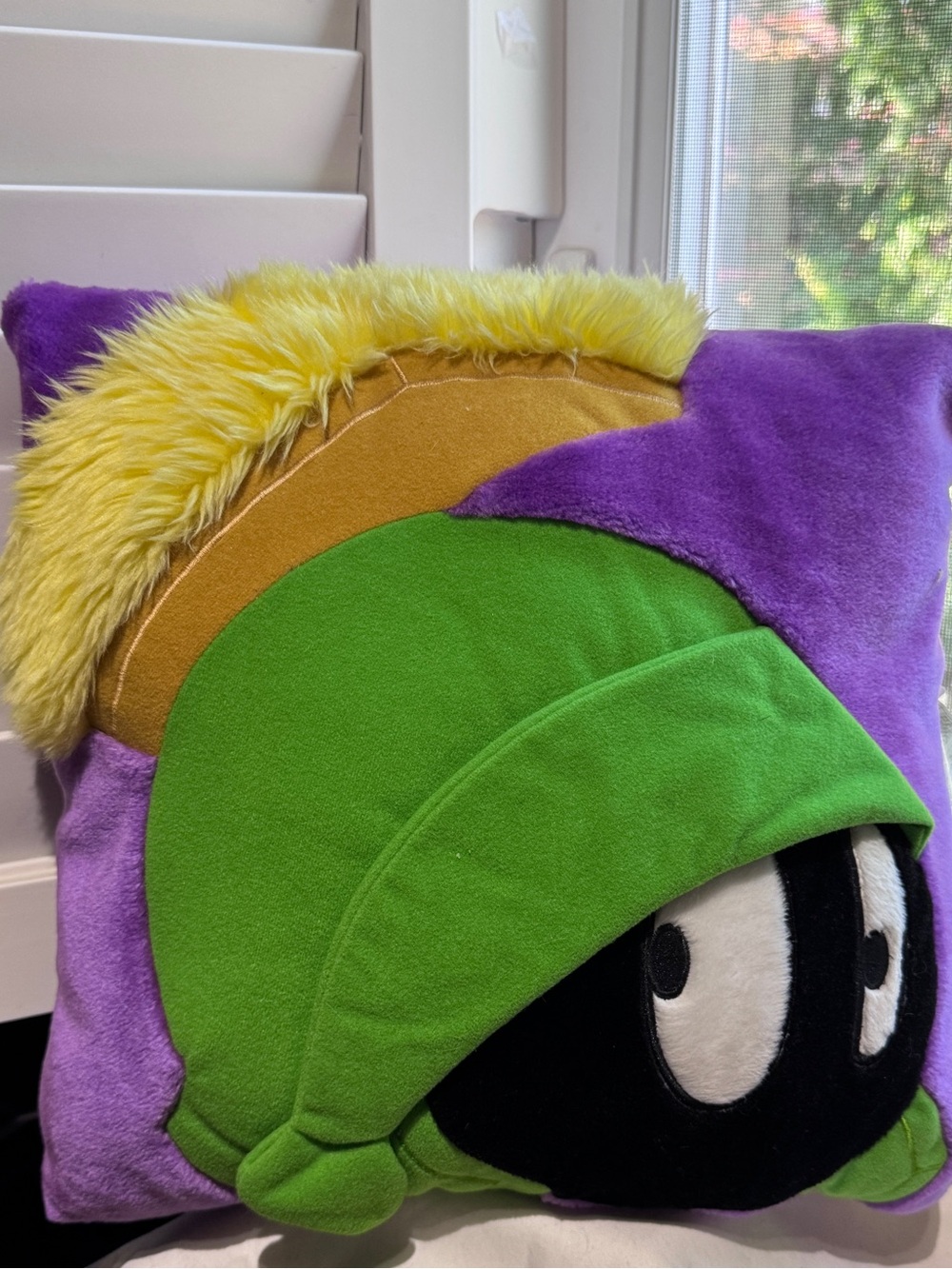 🛸💚 RARE Vintage 2001 Marvin the Martian Plush Pillow – 13” x 13” 💚🛸